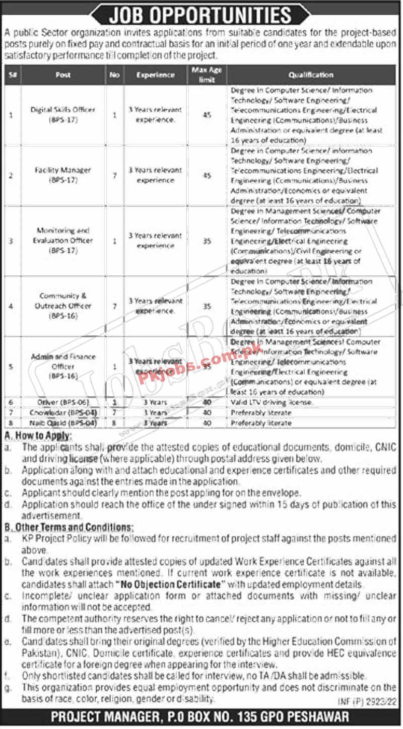 Peshawar Public Sector Government Organization Today Government Pakistan Jobs 2022 Advertisement – Pk Jobs