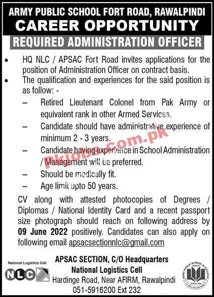 Rawalpindi Army Public School and College APSC Pakistan Govt Today Jobs 2022 Advertisement – Pk Jobs