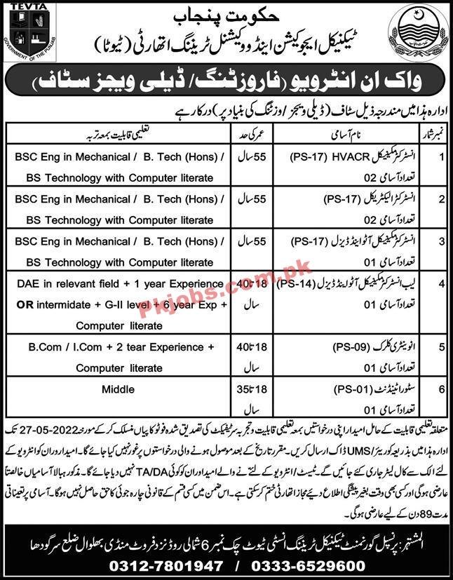 TEVTA Jobs 2022 | Technical Education & Vocational Training Authority TEVTA Headquarters Announced Latest Advertisement Jobs 2022