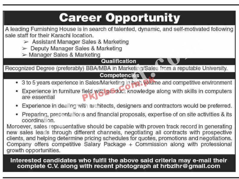 Today Government Jobs Pakistan Furnishing House Jobs 2022 – Pk Jobs