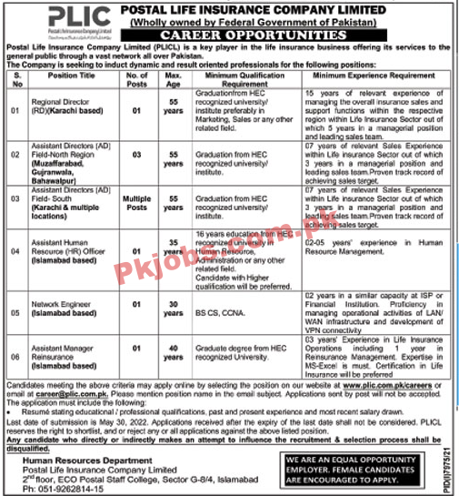 Today Government Jobs Pakistan Postal Life Insurance Company Jobs 2022 – Pk Jobs