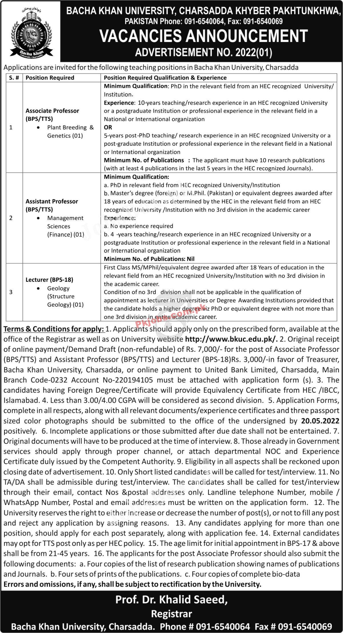 govt jobs today Bacha Khan University Jobs 2022 – Pk Jobs