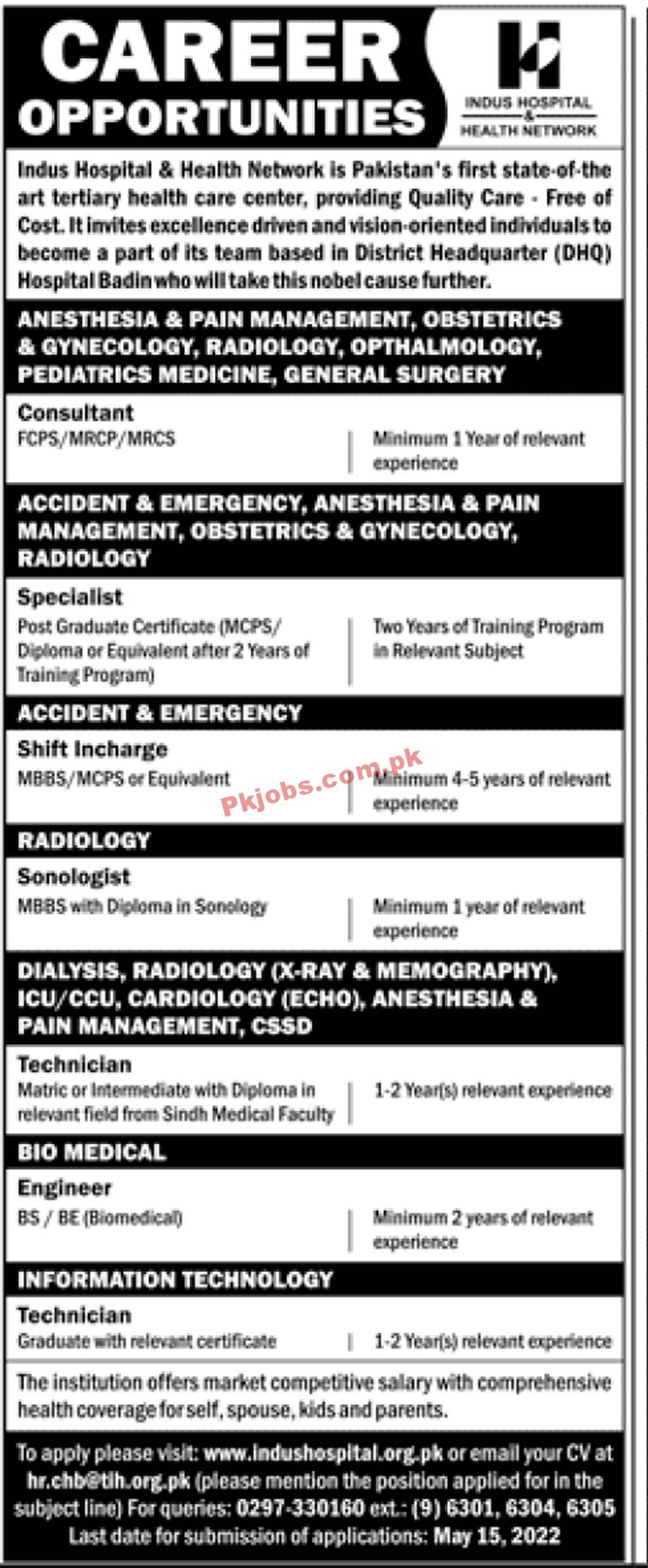 govt jobs today Indus Hospital & Health Network Jobs 2022 – Pk Jobs