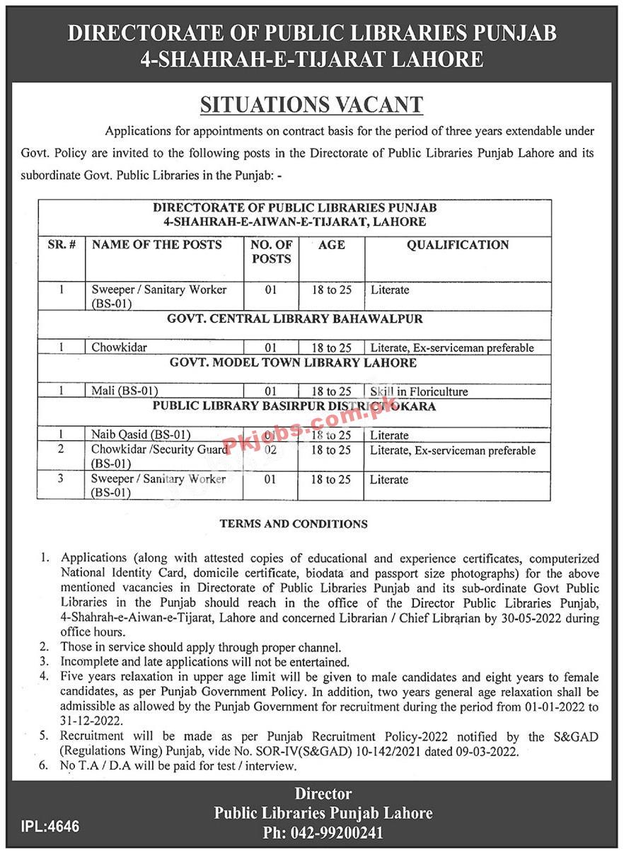 today new jobs in pakistan Public Libraries Punjab Jobs 2022 – Pk Jobs