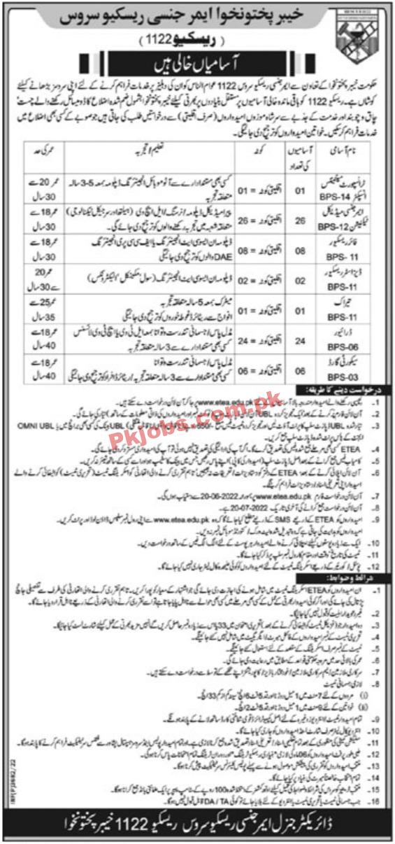 1122 Rescue Jobs 2022 | 1122 Emergency Rescue Services Head Office Announced Latest Advertisement Jobs 2022