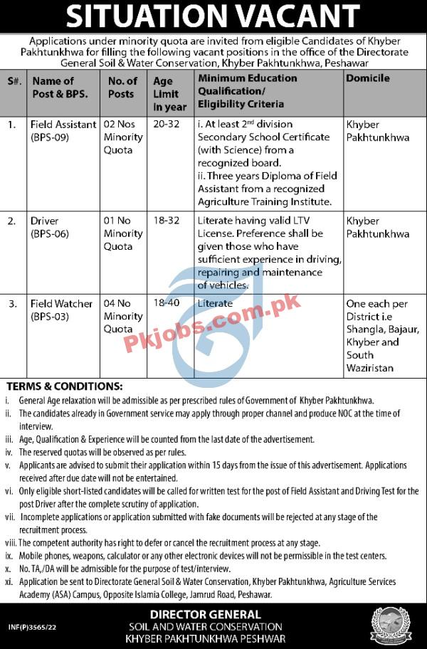 Directorate of Soil & Water Conservation Headquarters Announced Latest Advertisement Jobs 2022