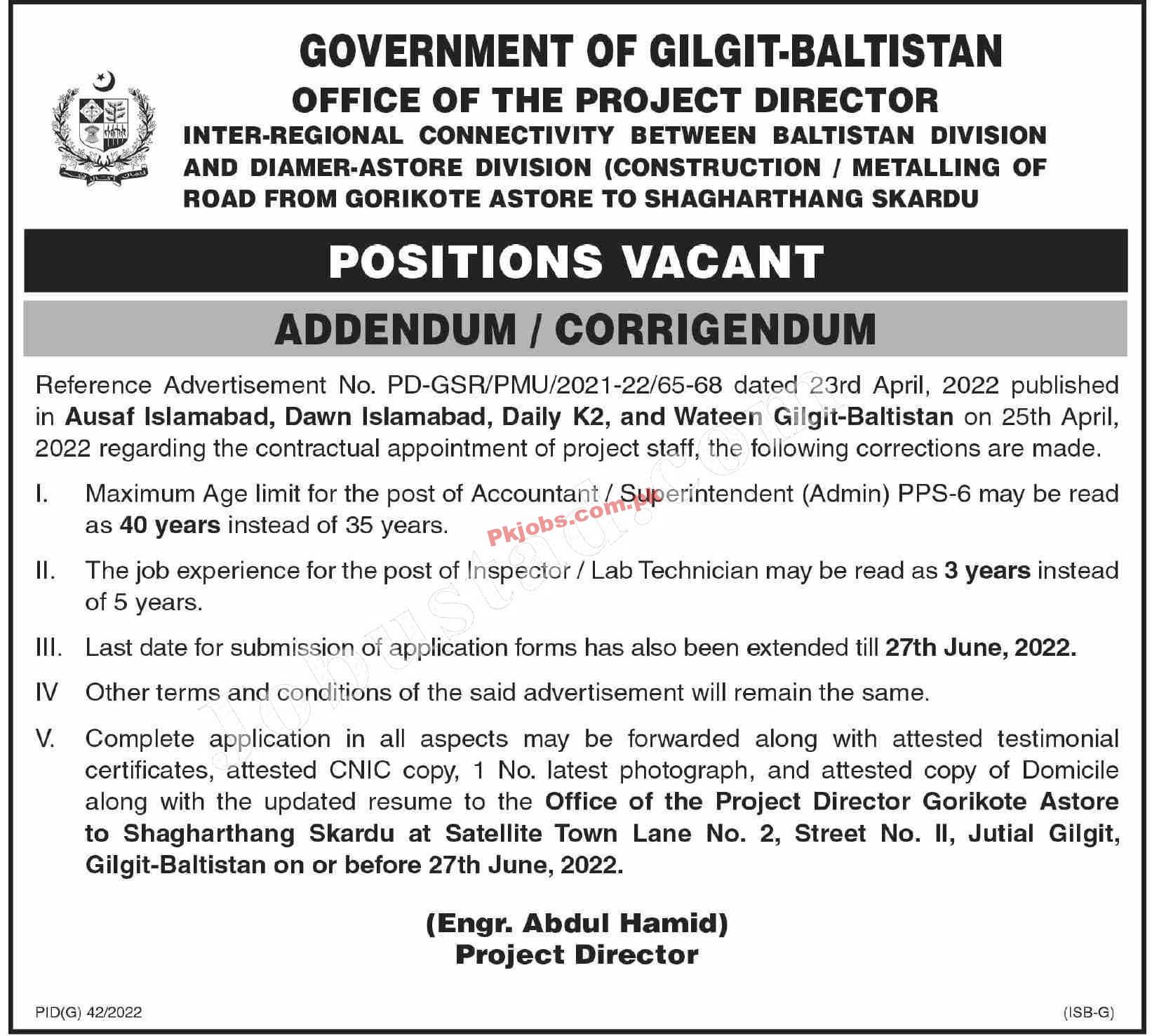 Gilgit Government of Baltistan New Today Jobs 2022 Advertisement – Pk Jobs