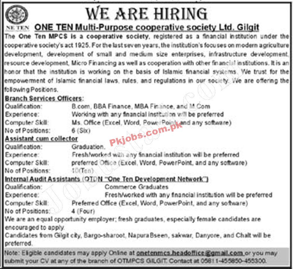 Gilgit One Ten Multi Purpose Cooperative Society Ltd Most Recent Government Jobs 2022 Advertisement – Pk Jobs