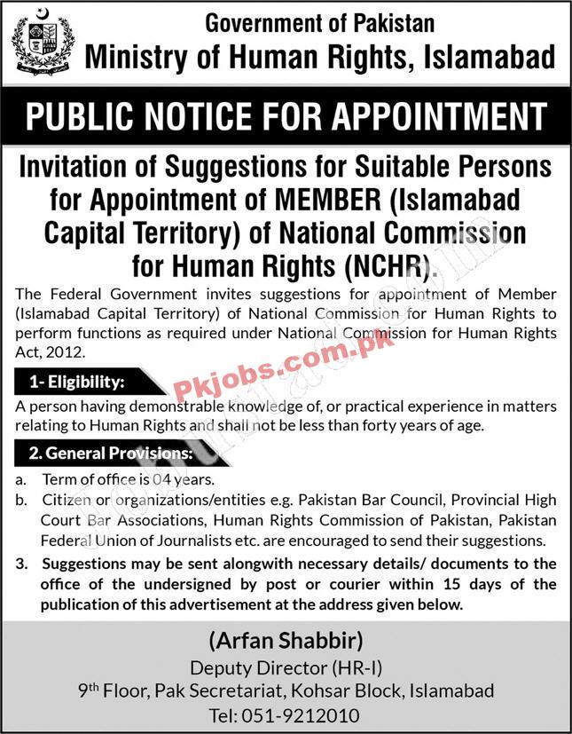 Islamabad National Commission for Human Rights New Govt Today Jobs 2022 Advertisement – Pk Jobs