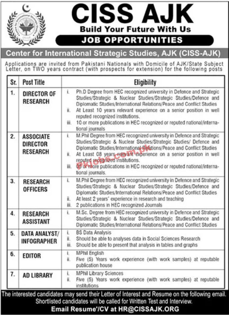 Jobs in Center for International Strategic Studies AJK