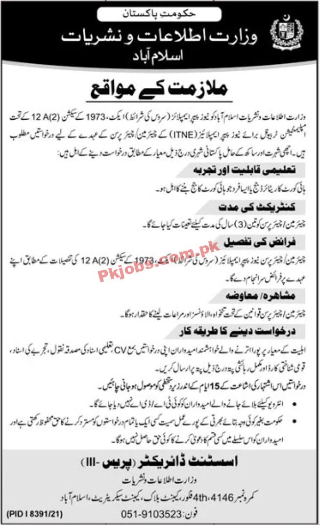 Jobs in Government of Pakistan Ministry of Information & Technology