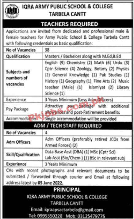 Jobs in IQRA Army Public School & College