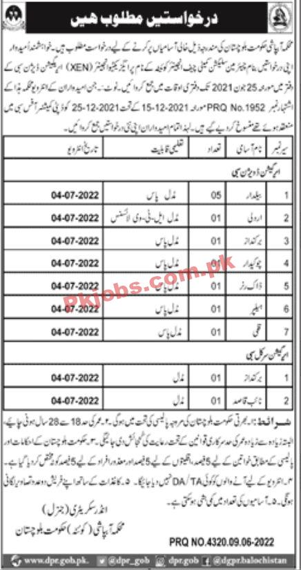 Jobs in Irrigation Department Balochistan