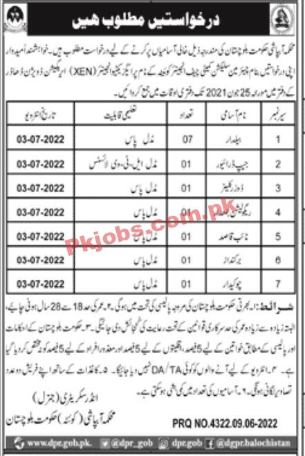 Jobs in Irrigation Department Quetta Balochistan