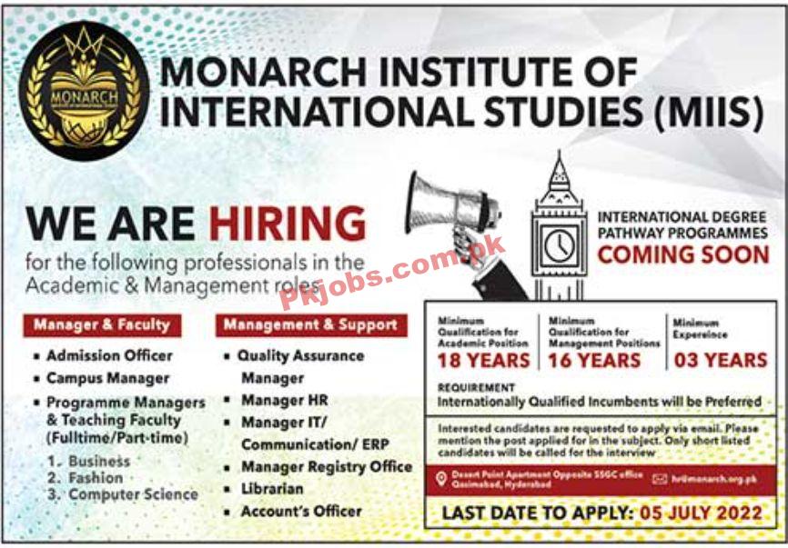 Jobs in Monarch Institute of International Studies MIIS