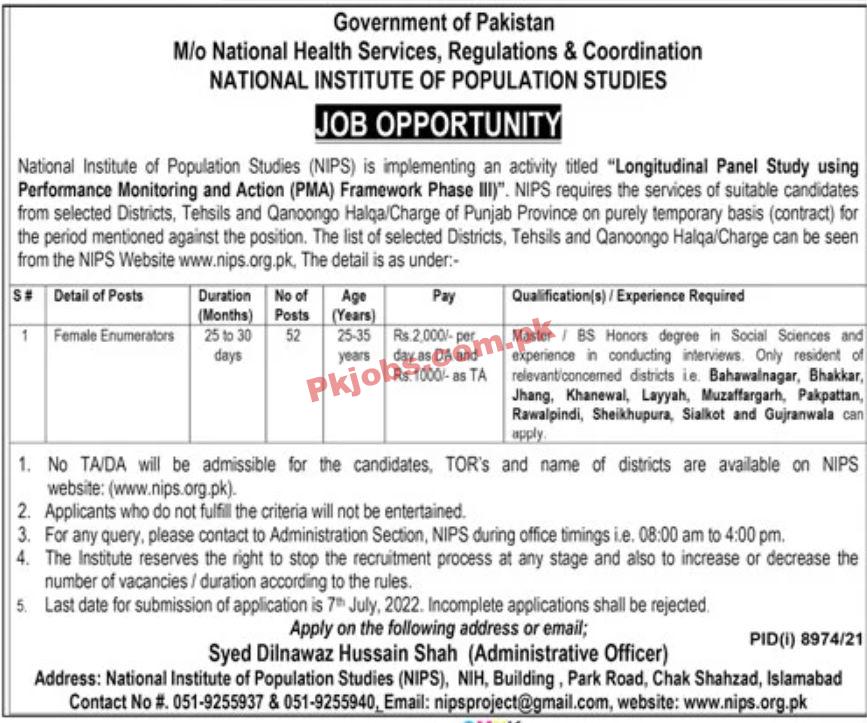 Jobs in National Institute of Population Studies NIPS