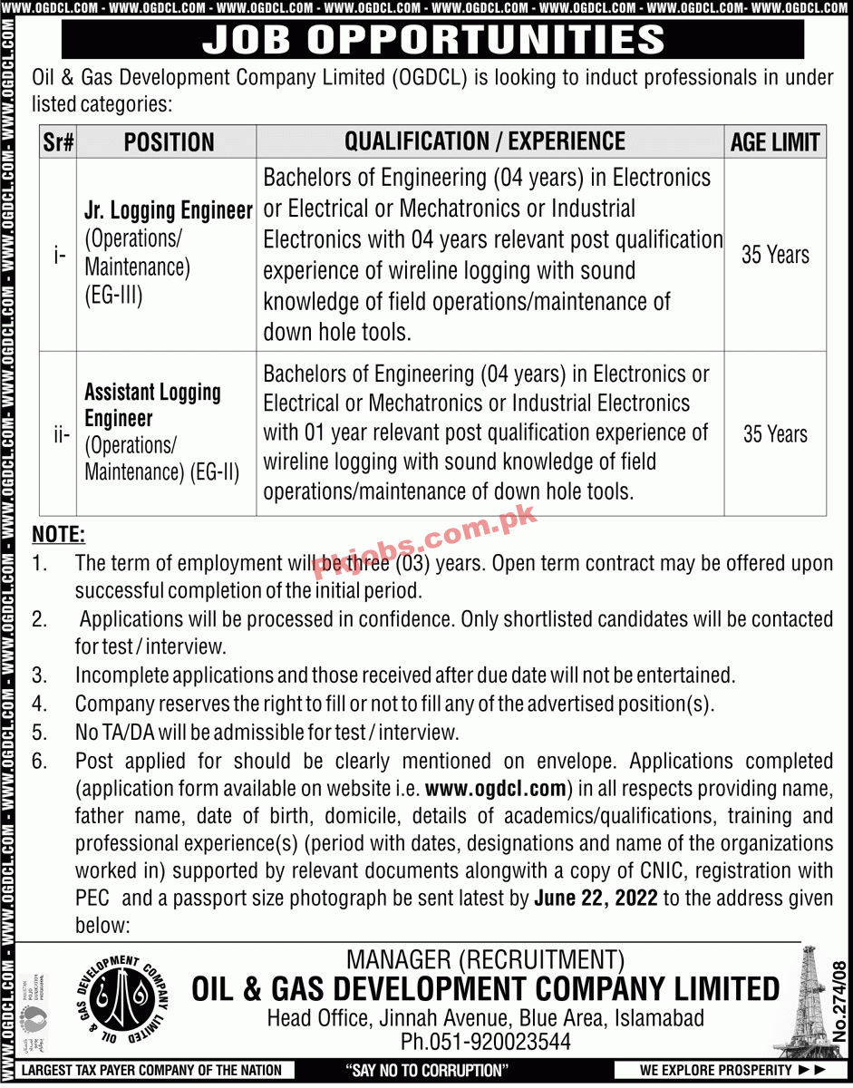 Jobs in Oil & Gas Development Company Limited OGDCL