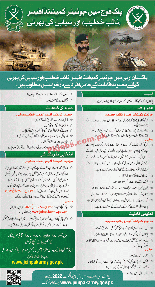 Jobs in Pakistan Army