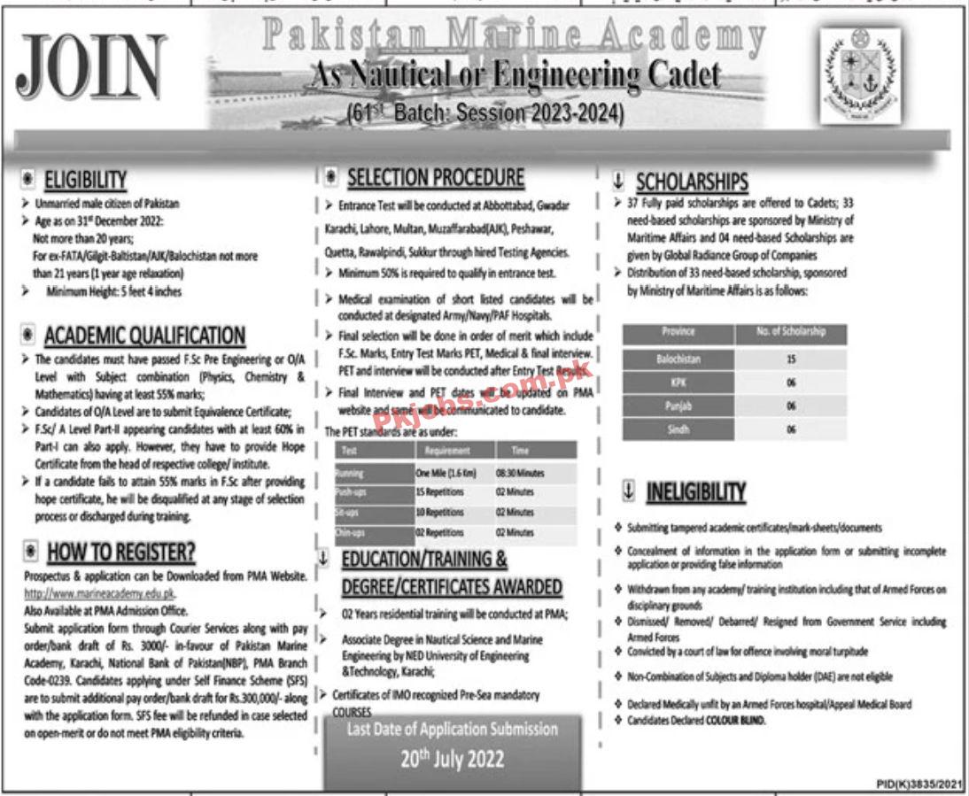 Jobs in Pakistan Marine Academy