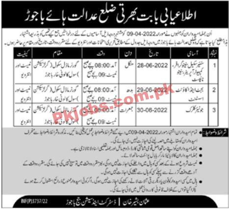 Judiciary Jobs 2022 | District & Session Court Judge Office Announced Latest Recruitments Jobs 2022