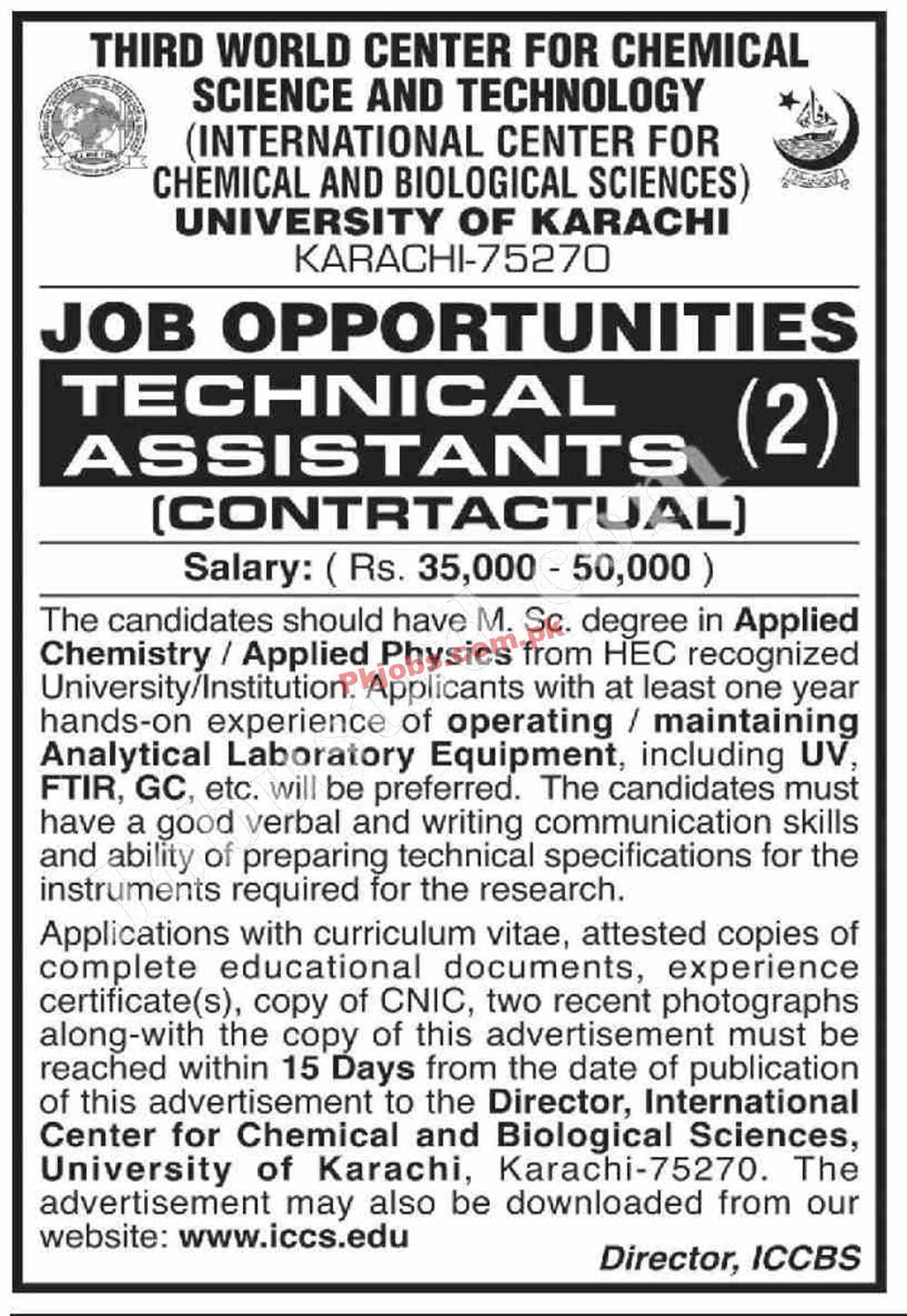 Karachi International Center for Chemical and Biological ScienceICCBS University of UOK New Vacancy Jobs 2022 Advertisement – Pk Jobs