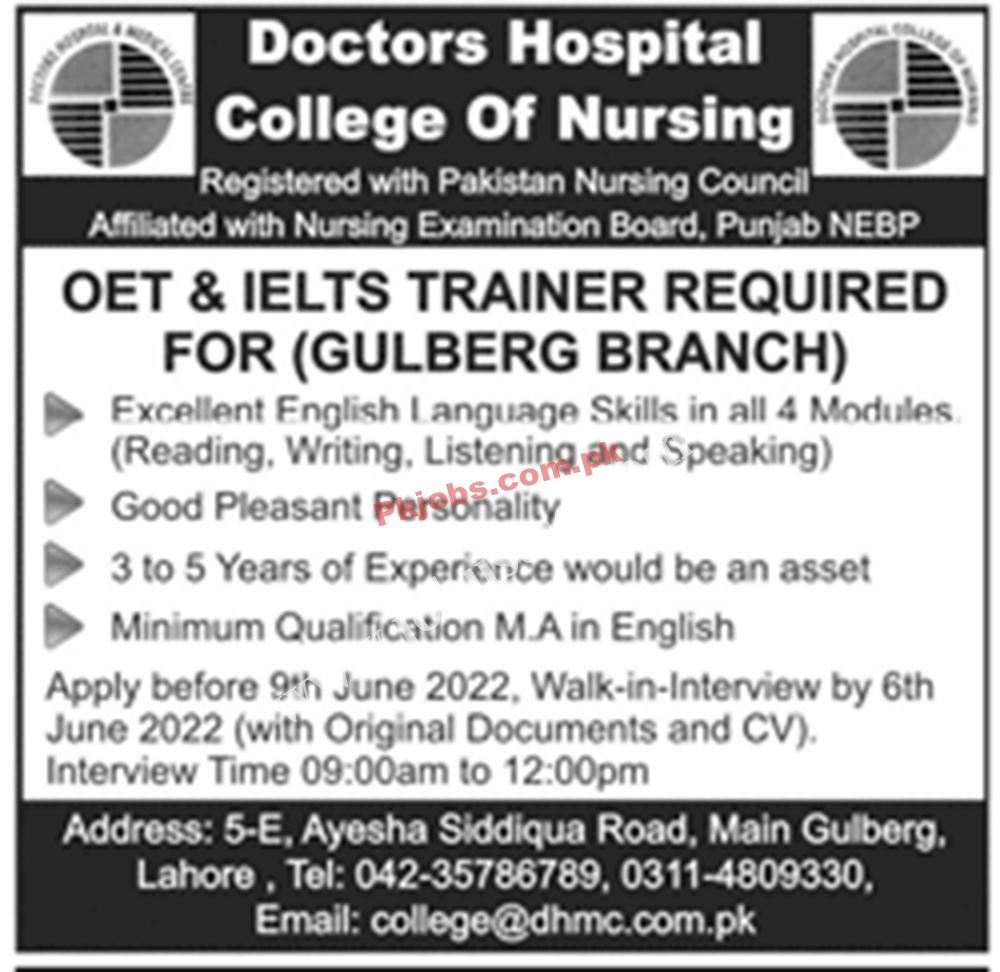 Lahore Doctors Hospital College of Nursing Today New in Pakistan Jobs 2022 Advertisement – Pk Jobs