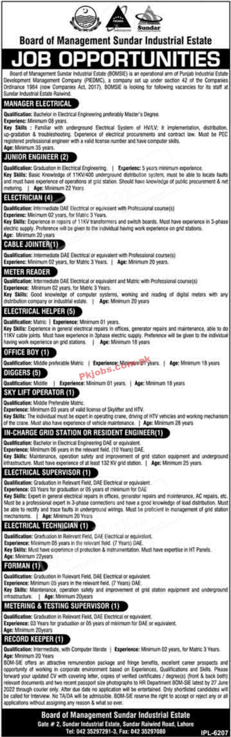 Lahore Sundar Industrial Estate New Govt in Pakistan Today Jobs 2022 Advertisement – Pk Jobs