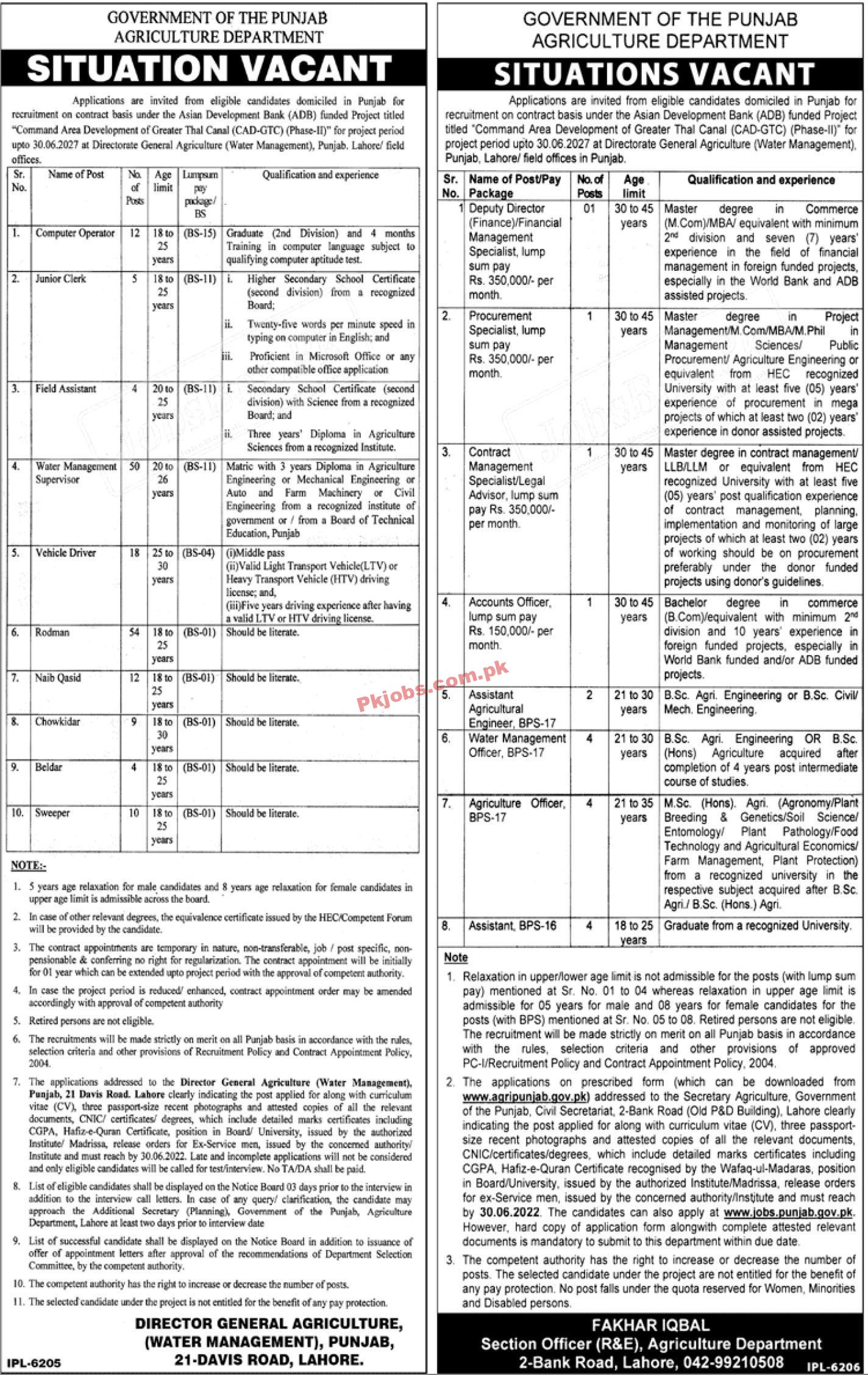 Multan Agriculture Department Punjab New Govt Today Jobs 2022 Advertisement – Pk Jobs
