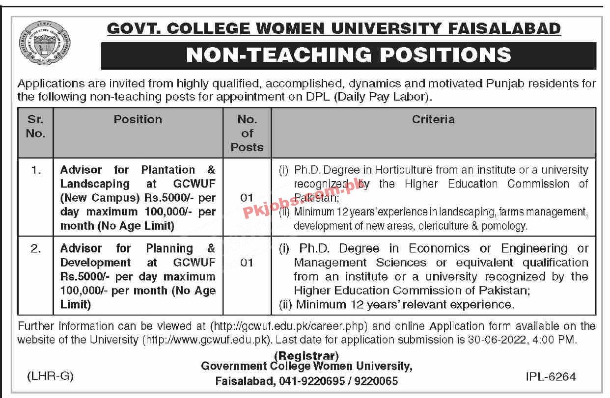 Multan GC Women University Faisalabad It in Government Sector Jobs 2022 Advertisement – Pk Jobs