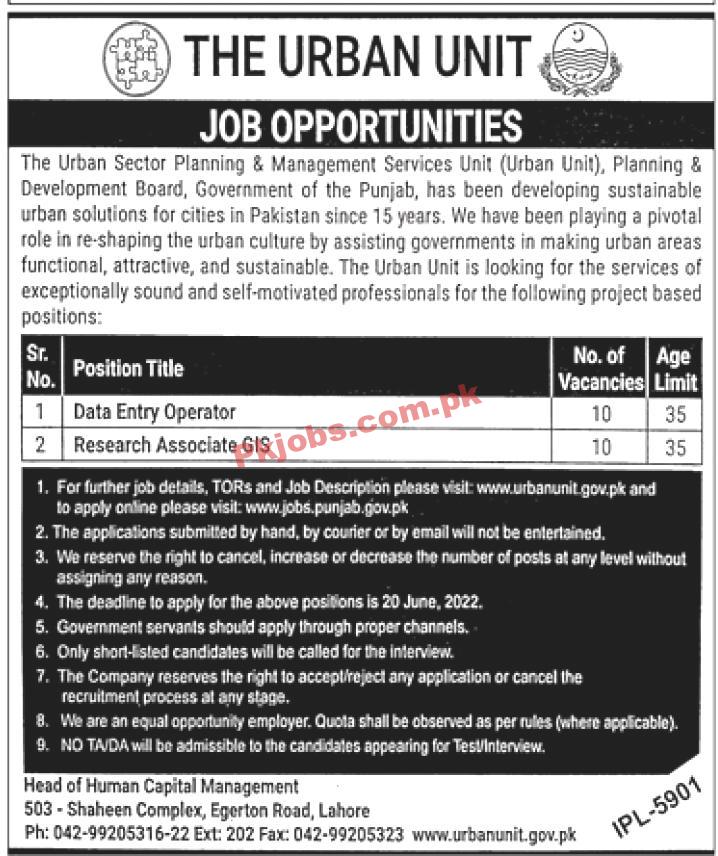 Multan The Urban Unit Latest Jobs 2022 Advertisement – Pk Jobs