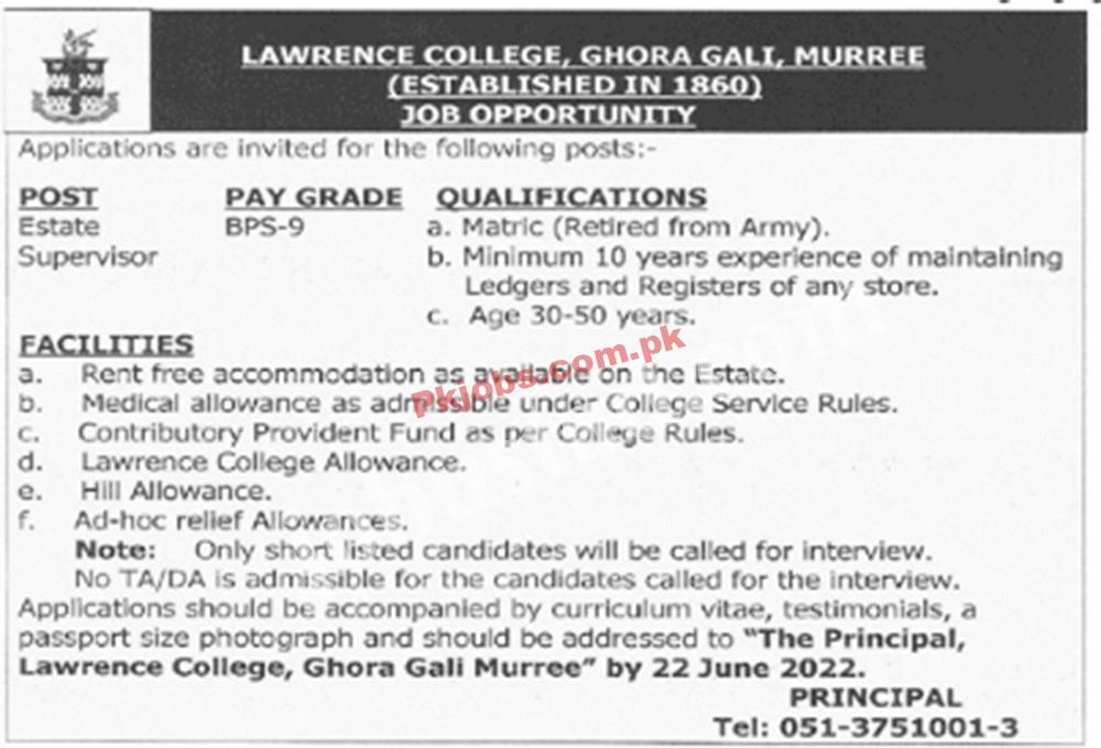 Murree Lawrence College Vacancies Jobs 2022 Advertisement – Pk Jobs