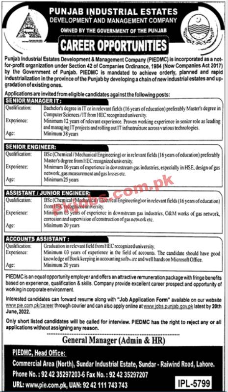 PIEDMC Jobs 2022 | PIEDMC Industrial Estates Development & Management Company Headquarters Announced Latest Advertisement Jobs 2022