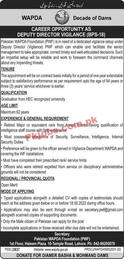 PWF Jobs 2022 | Pakistan WAPDA Foundation PWF Headquarters Announced Latest Advertisement Jobs 2022