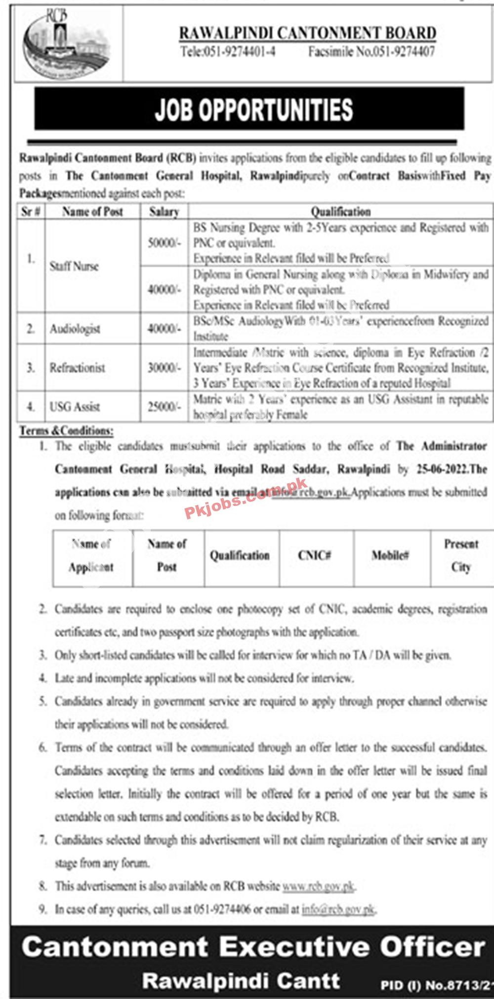 Rawalpindi Cantonment General Hospital Latest in Pakistan Jobs 2022 Advertisement – Pk Jobs