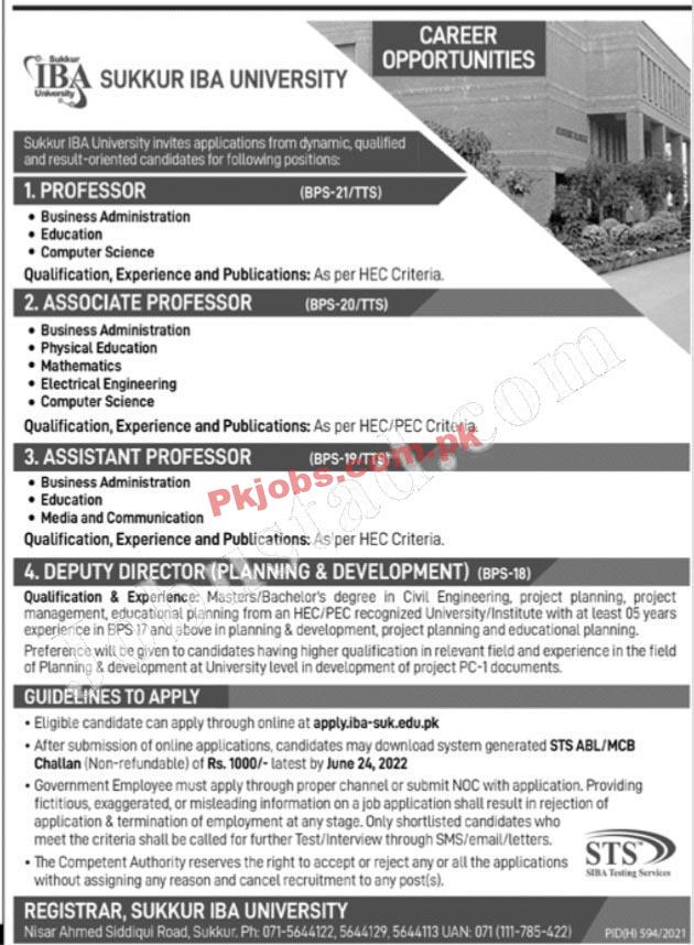 Sukkur IBA University It in Government Sector Jobs 2022 Advertisement – Pk Jobs