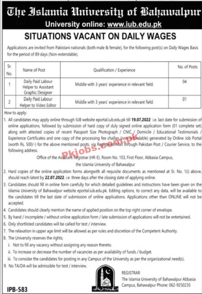 Jobs in The Islamia University of Bahawalpur