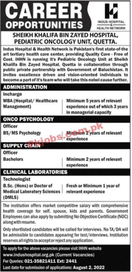 Jobs in Indus Hospital & Health Network