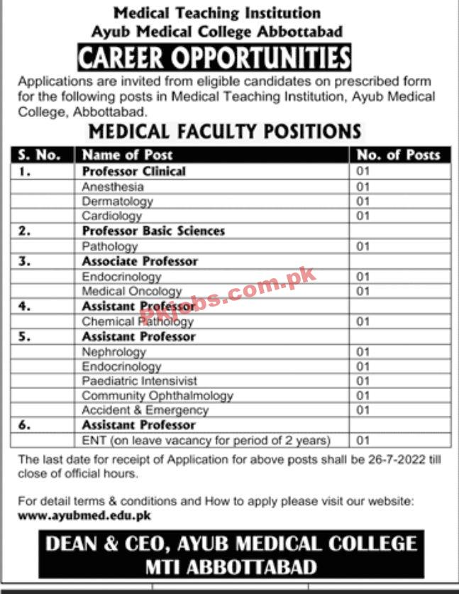 Jobs in Ayub Medical College Abbottabad