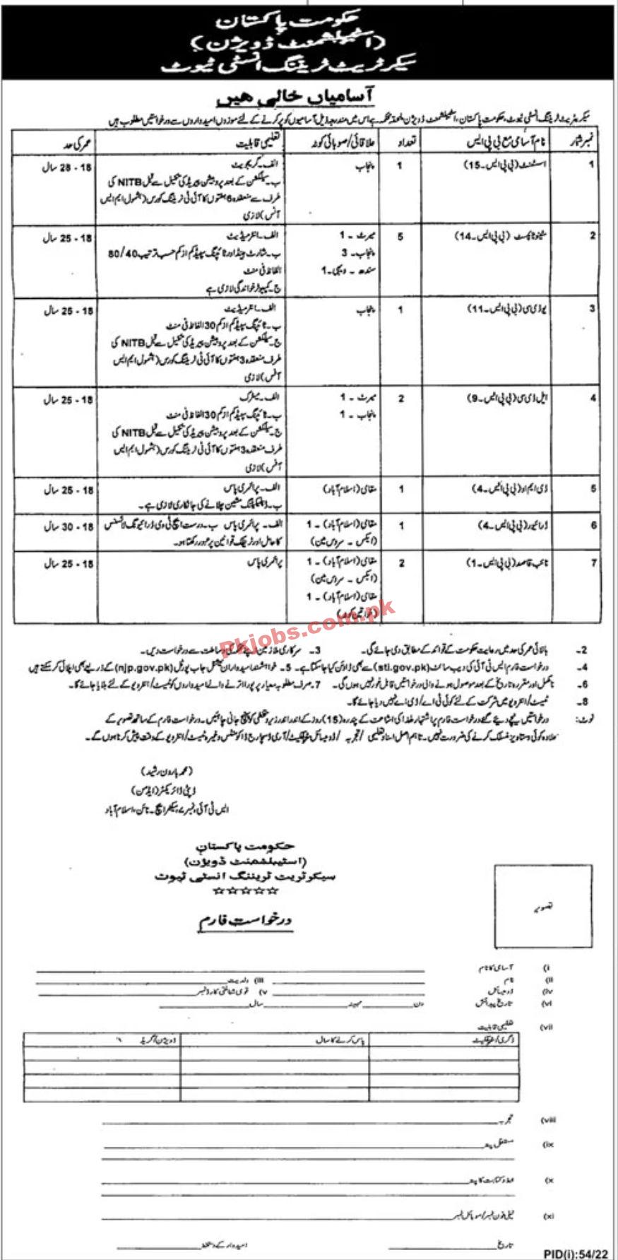 Jobs in Establishment Division