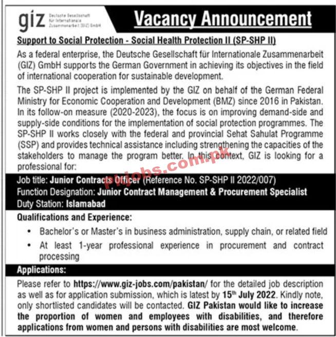 Jobs in GIZ Group Islamabad