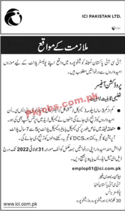 Jobs in ICI Pakistan Ltd