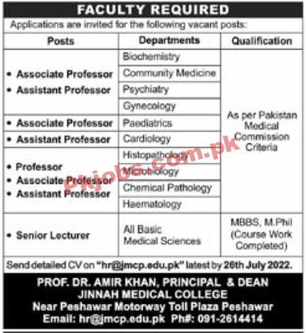 Jobs in Jinnah Medical College