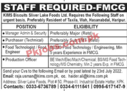 Jobs in KIMS Biscuits Silver Lake Foods Ltd