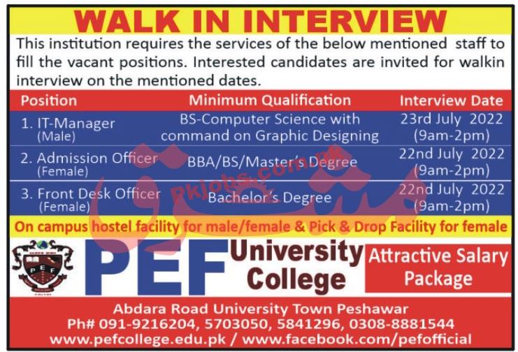 Jobs in PEF University College