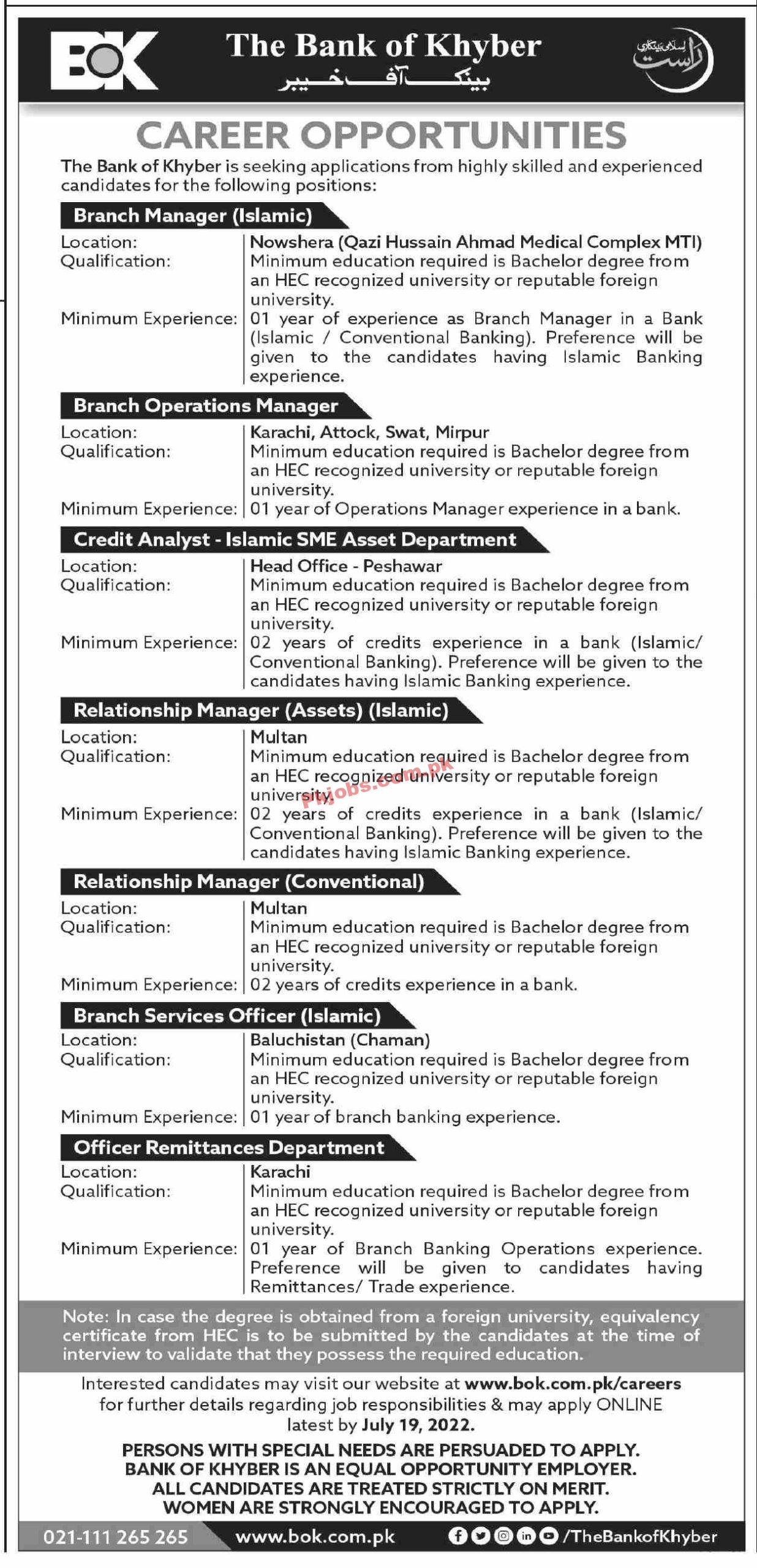 Jobs in The Bank of Khyber