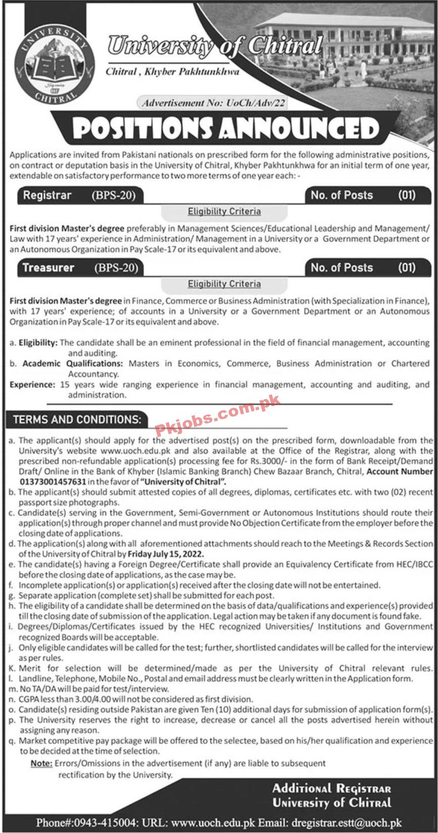 Jobs in University of Chitral