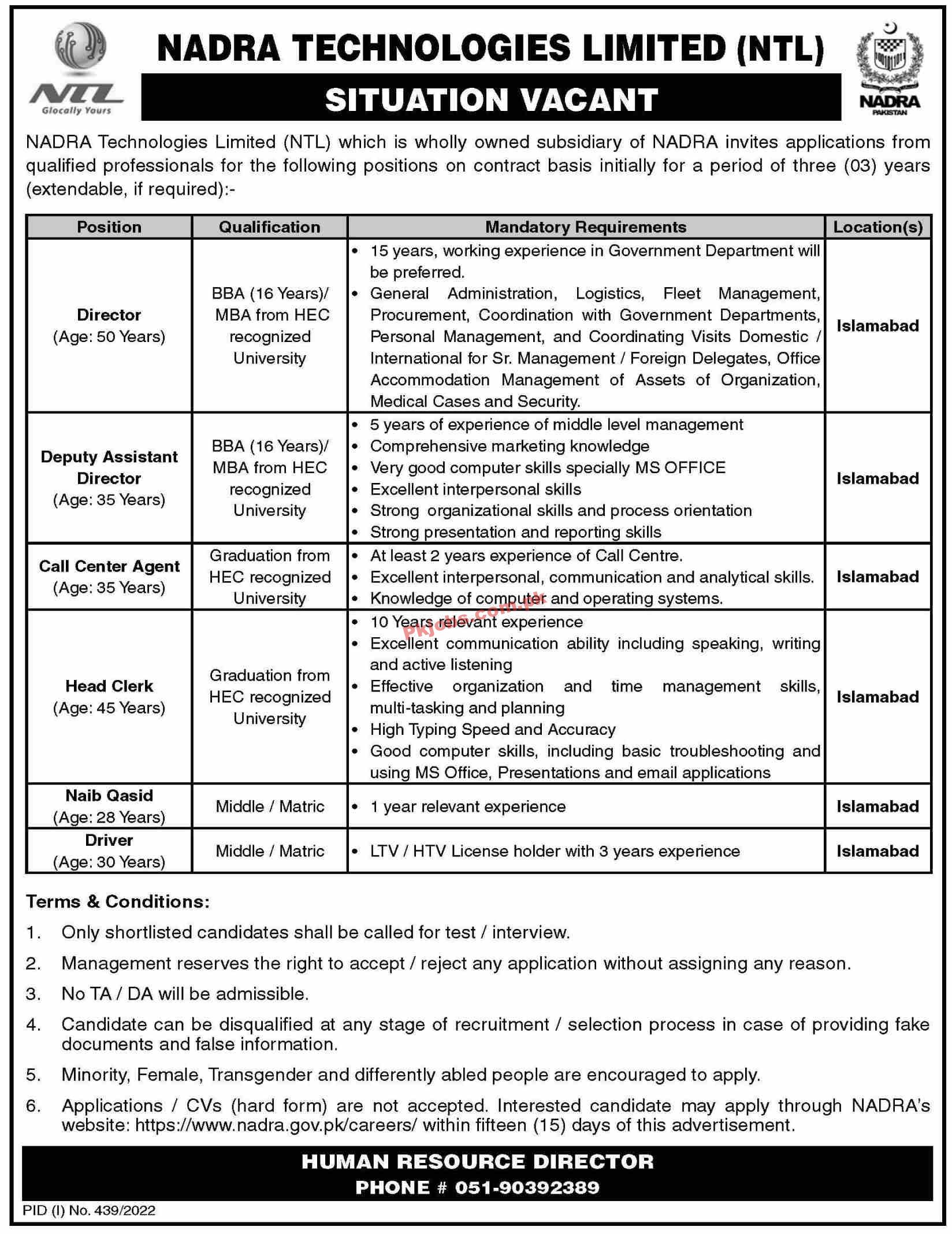 NADRA Jobs 2022 | NADRA Technologies Limited Headquarters Announced Latest Recruitments Jobs 2022