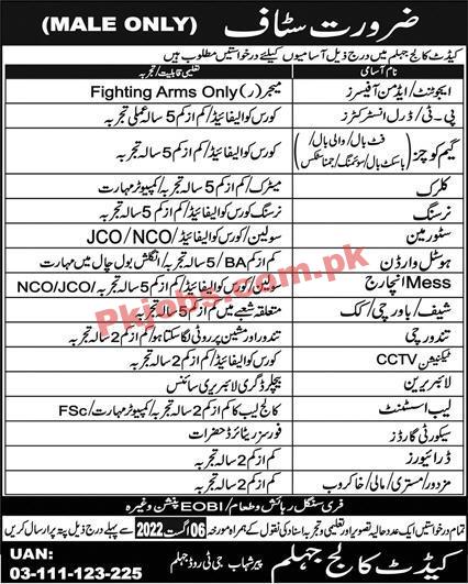 Pakistan Army Cadet College Head Office Announced Latest Advertisement Jobs 2022