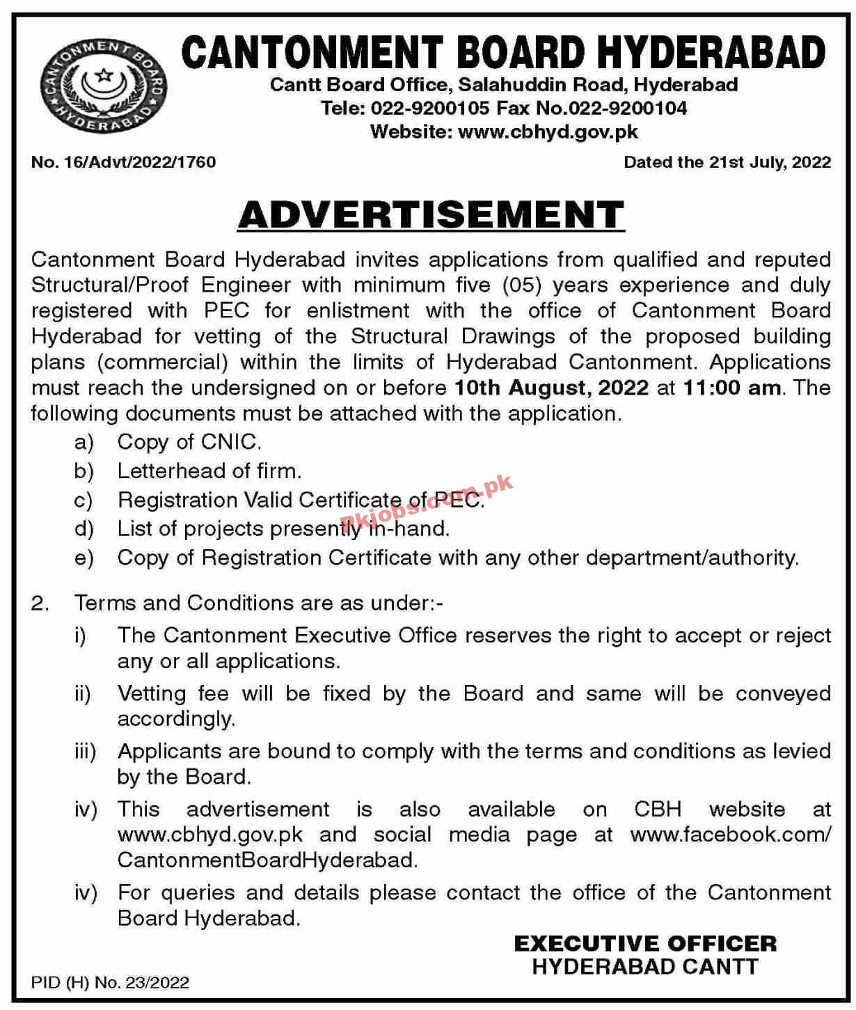 Pakistan Army Cantonment Board Head Office Announced Latest Advertisement Jobs 2022