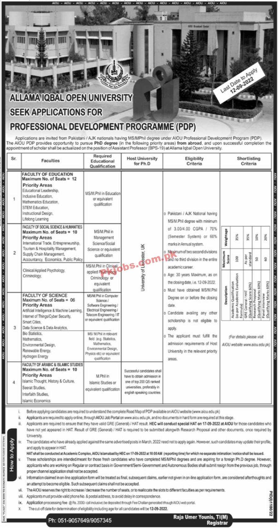 AIOU Jobs 2022 | Allama Iqbal Open University AIOU Head Office Announced Latest Recruitments Jobs 2022